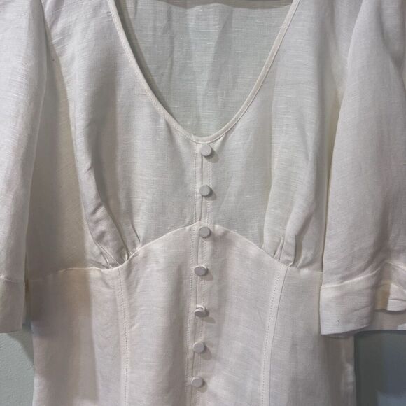 Parker  Womens  Kiera Mini Dress Size 2 XS in White Linen Blend - Picture 10 of 14